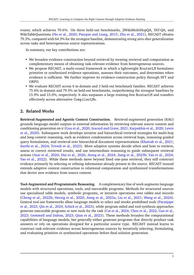 Page 3 of RECAST: Learning to Compute the Right Context through Adaptive Evidence Routing