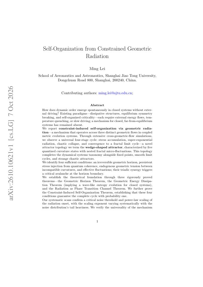 First page of Self-Organization from Constrained Geometric Radiation