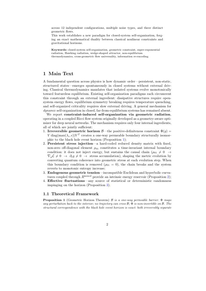 Page 2 of Self-Organization from Constrained Geometric Radiation