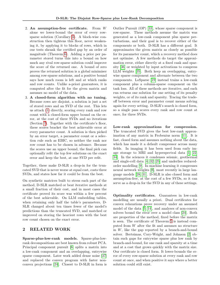 Page 2 of D-SLR: The Disjoint Row-Sparse plus Low-Rank Decomposition
