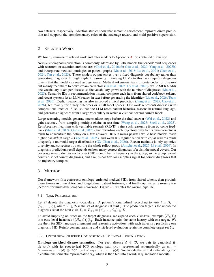 Page 3 of Coverage-Aware Reasoning with Medical Tokens for Diagnosis Prediction