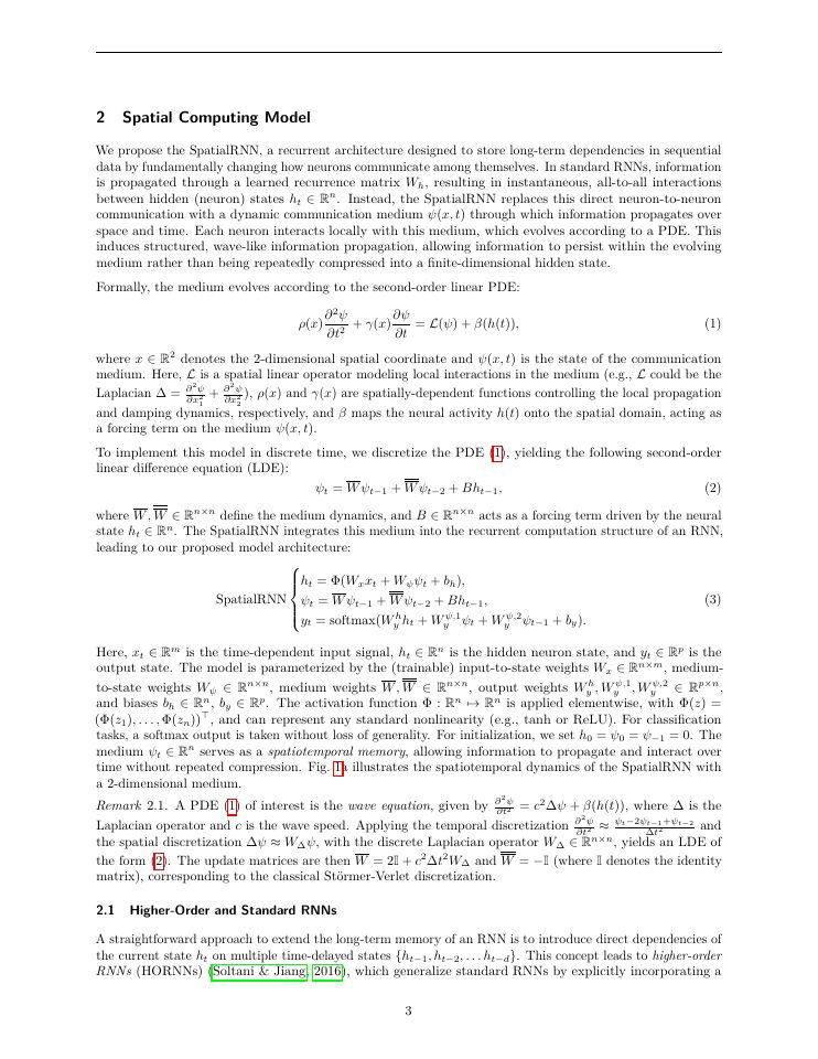 Page 3 of Learning infinite context windows in recurrent architectures via spatial neural computing