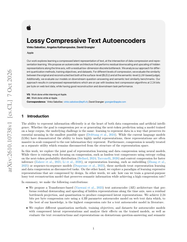 First page of Lossy Compressive Text Autoencoders