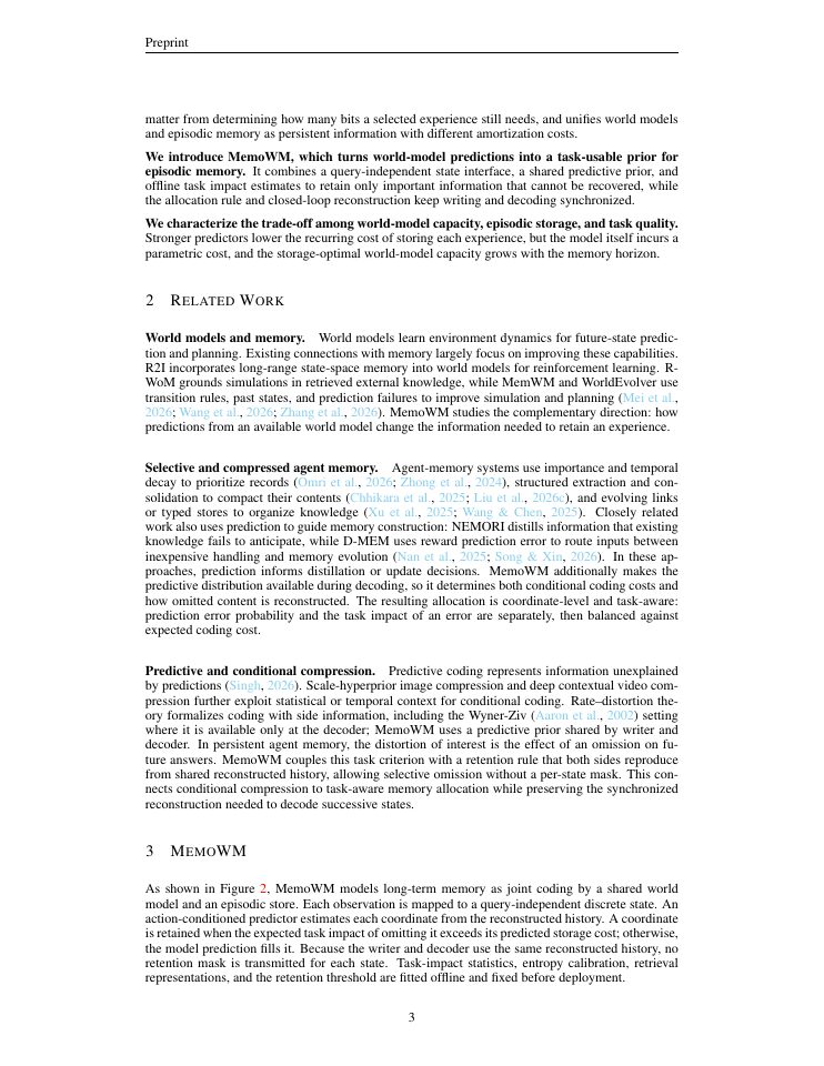 Page 3 of MemoWM: How World Models Change What Agents Need to Remember