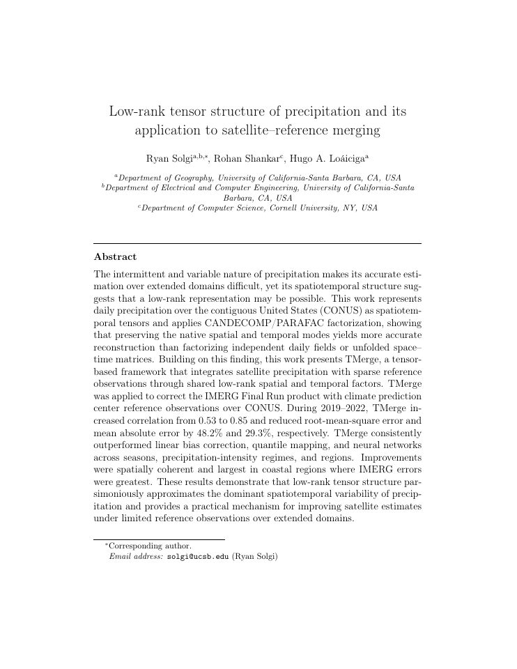 Page 2 of Low-rank tensor structure of precipitation and its application to satellite-reference merging