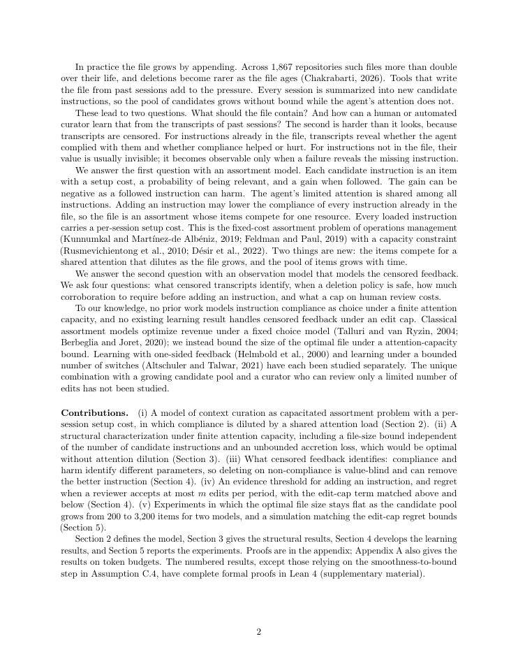 Page 2 of Curating Always-Loaded Context for LLM Agents: A Capacitated Assortment Model with Censored Feedback