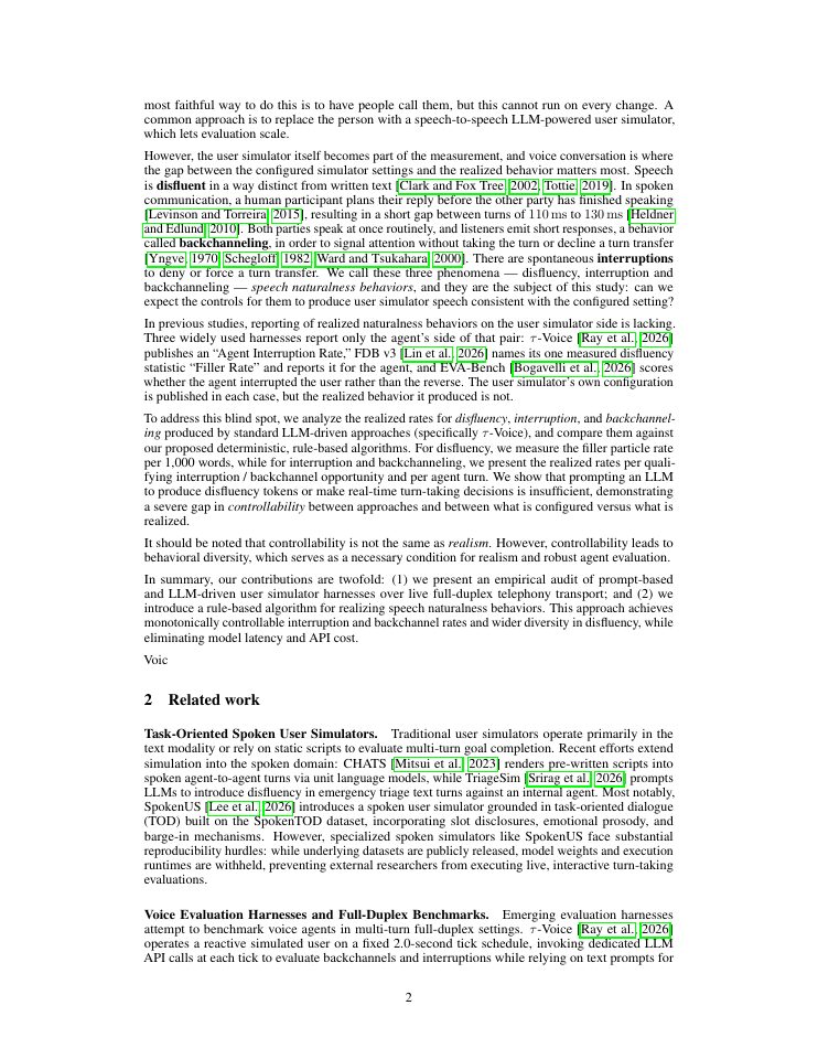 Page 2 of Prompts versus Rules: Auditing and Controlling Speech Naturalness Behaviors in Voice User Simulators