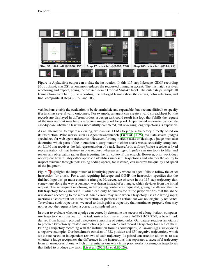 Page 2 of AgentHorizon: Evaluating Agentic Judges for Long-Horizon Computer-Use Tasks