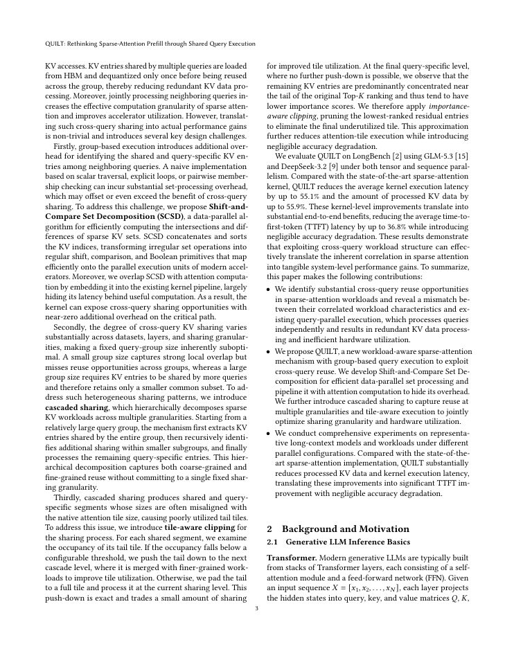 Page 3 of QUILT: Rethinking Sparse-Attention Prefill through Shared Query Execution