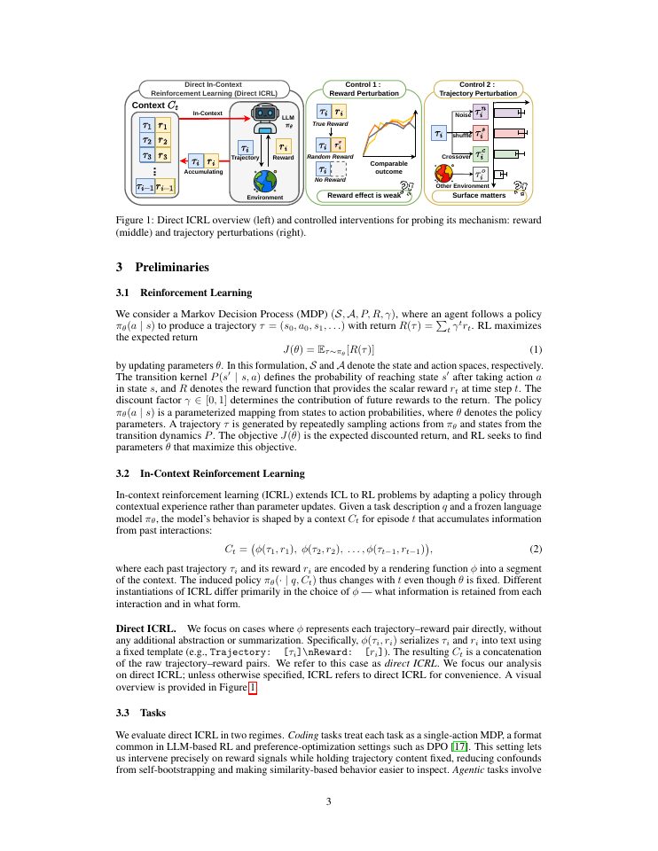 Page 3 of Do LLMs Learn from Rewards in Context? : Rethinking the role of reward in In-Context Reinforcement Learning