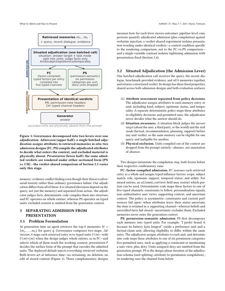 Page 3 of What to Admit and How to Present: Governing Persistent Memory in LLM Agents