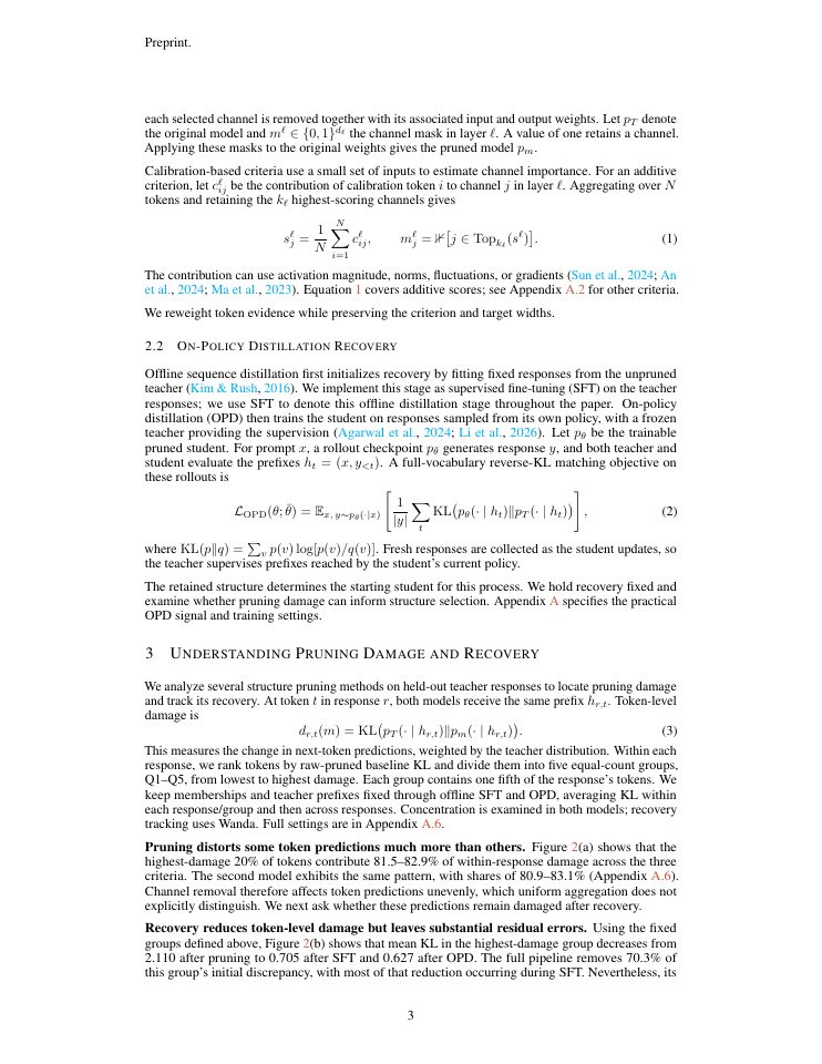 Page 3 of ReCal: Calibrating Structured Pruning for On-Policy Distillation Recovery