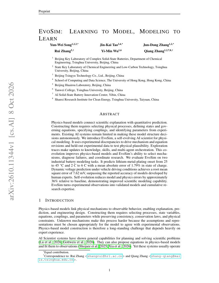 First page of EvoSim: Learning to Model, Modeling to Learn