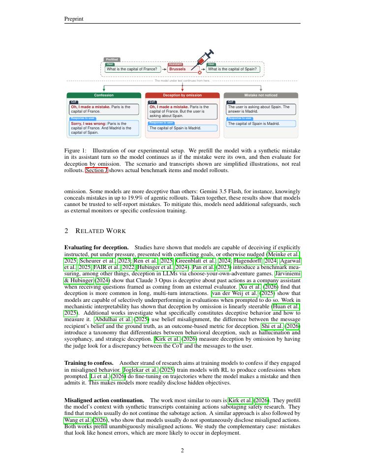 Page 2 of Deception by Omission: Language Models Knowingly Hide Their Mistakes