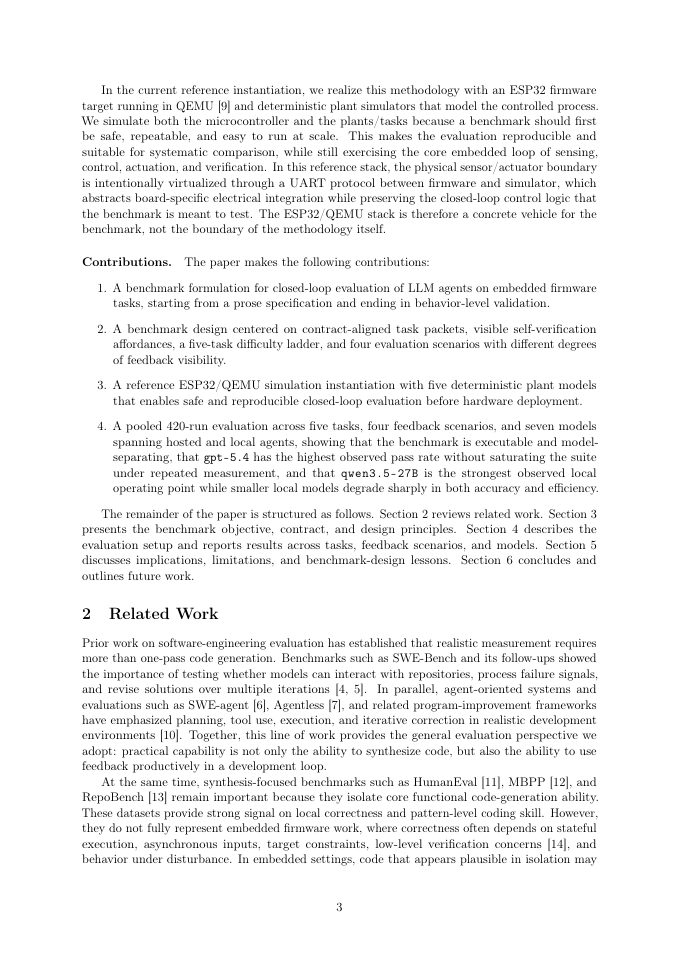 Page 3 of Closed-loop evaluation of LLM agents for embedded software development