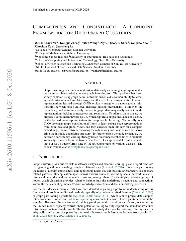 First page of Compactness and Consistency: A Conjoint Framework for Deep Graph Clustering