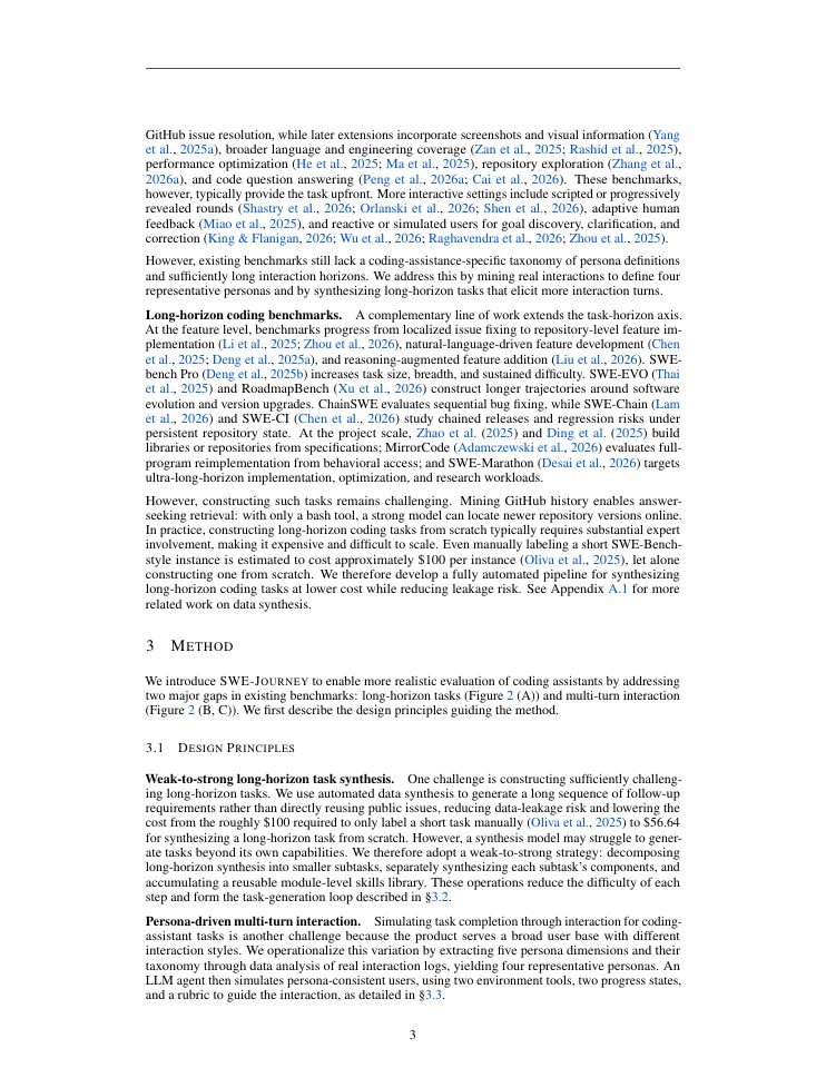 Page 3 of SWE-Journey: Towards More Realistic Evaluation of Coding Assistants through Long-Horizon, Multi-Turn Interaction