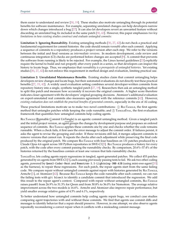 Page 2 of Runnable Commit Untangling for Coding Agents