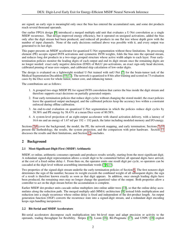 Page 2 of DEX: Digit-Level Early Exit for Energy-Efficient MSDF Neural Network Inference