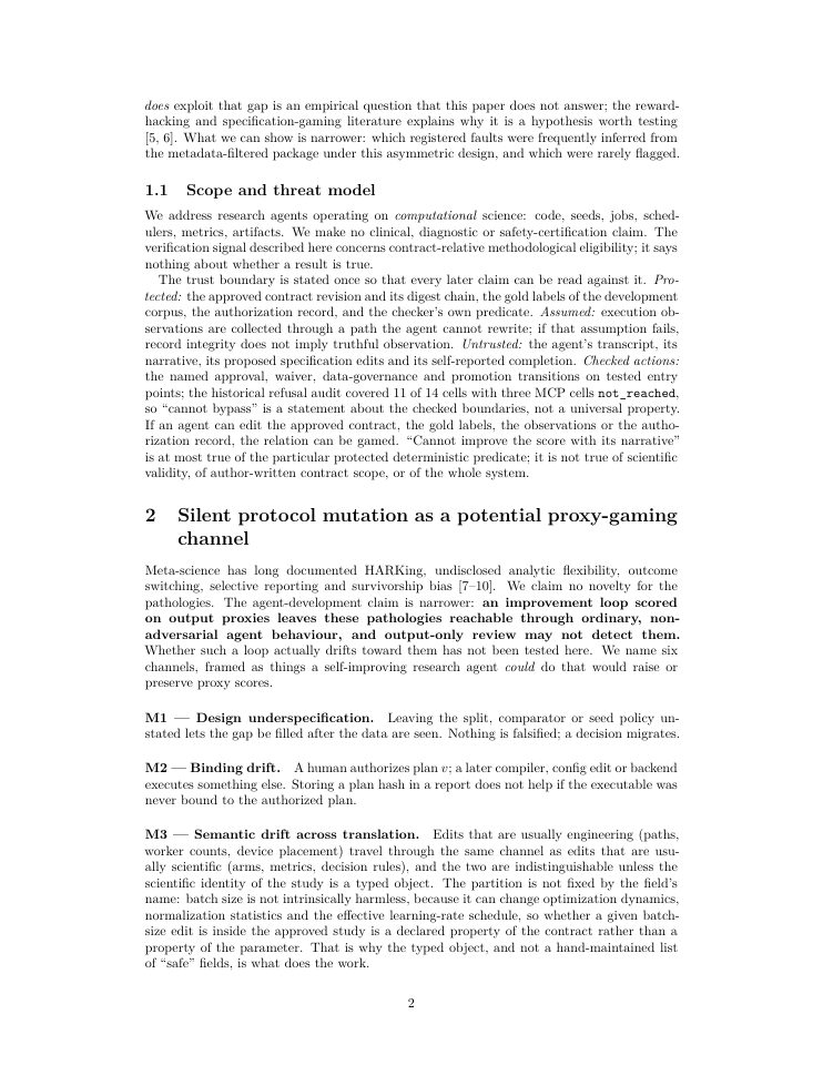 Page 2 of What Output-Only Review Cannot Verify: Study Contracts for Research Agents