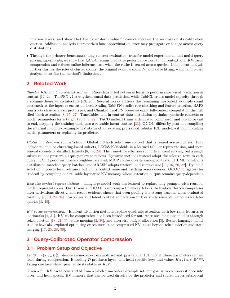 Page 3 of Compile the Table: Query-Calibrated Operator Compression for Tabular In-Context Learning