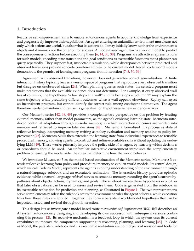 Page 2 of Memento 3: Model-Based Recursive Self-Improvement through Reflective Rulebooks