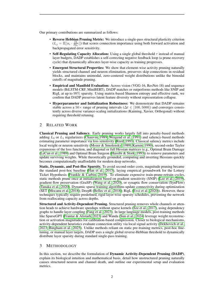 Page 2 of DADP: Dynamic Activity-Dependent Pruning, A Reverse Hebbian-Inspired Structural Pruning Method