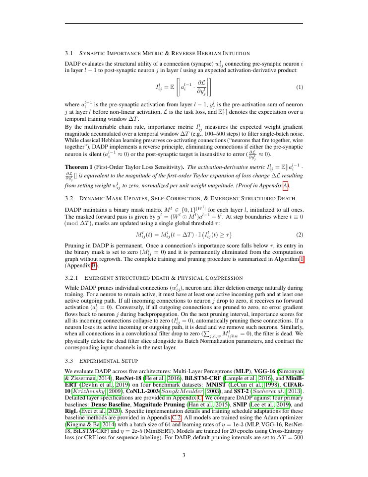 Page 3 of DADP: Dynamic Activity-Dependent Pruning, A Reverse Hebbian-Inspired Structural Pruning Method