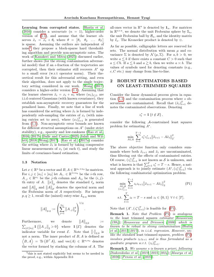 Page 3 of RobustLDS: Learning linear dynamical systems under adversarial corruptions