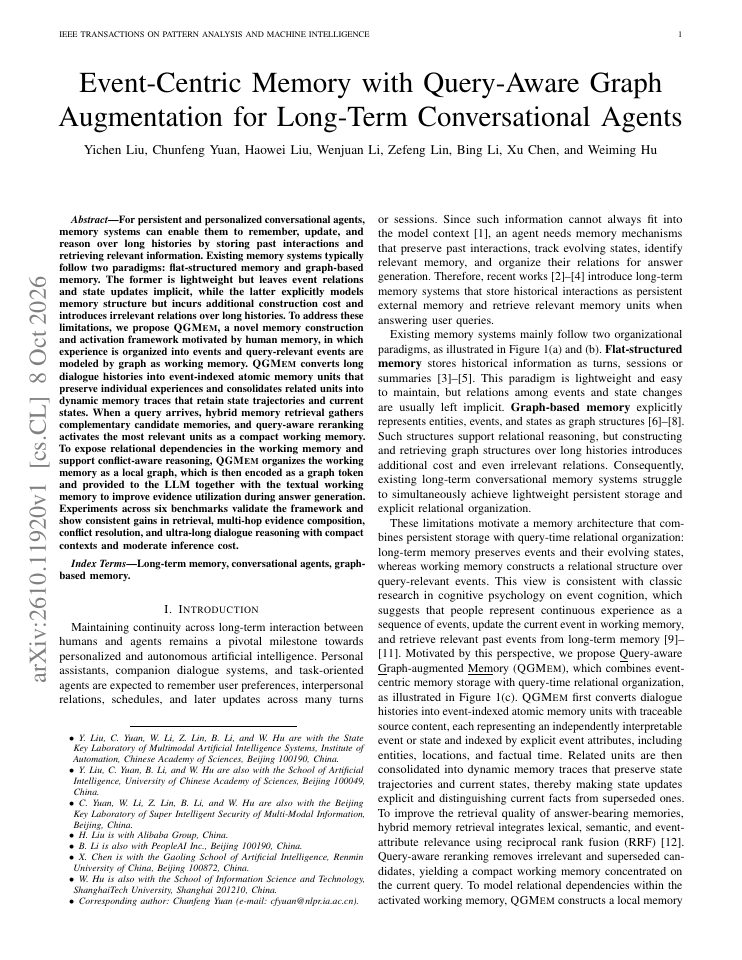 First page of Event-Centric Memory with Query-Aware Graph Augmentation for Long-Term Conversational Agents