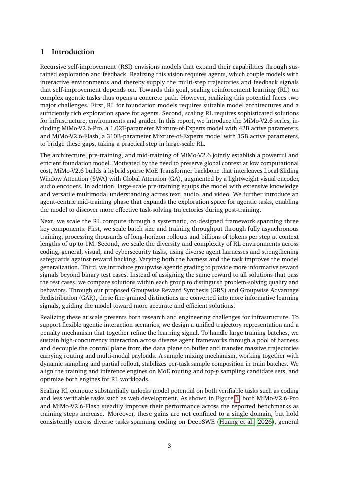 Page 3 of MiMo-V2.6: Scaling Reinforcement Learning Towards Self-Improvement