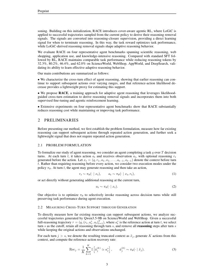 Page 3 of When Should Agents Think? Adaptive Reasoning via Cross-Turn Estimation