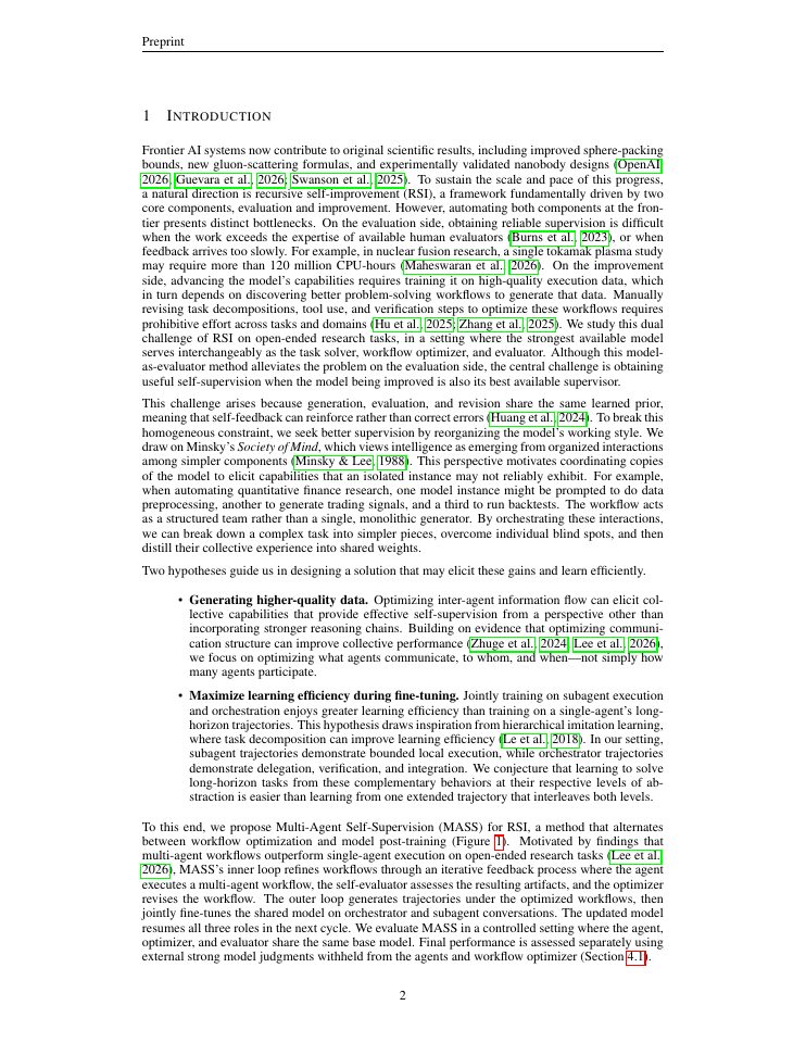 Page 2 of Recursive Self-Improvement through Multi-Agent Self-Supervision