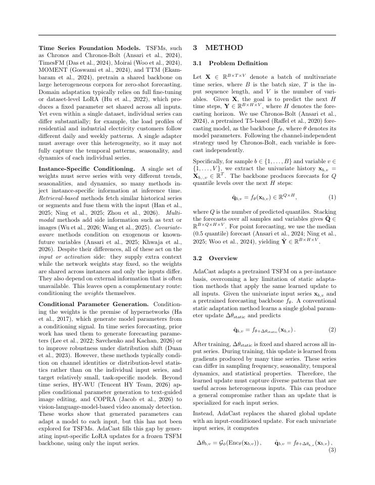 Page 3 of AdaCast: Conditional Parameter Generation for Adaptive Time Series Forecasting