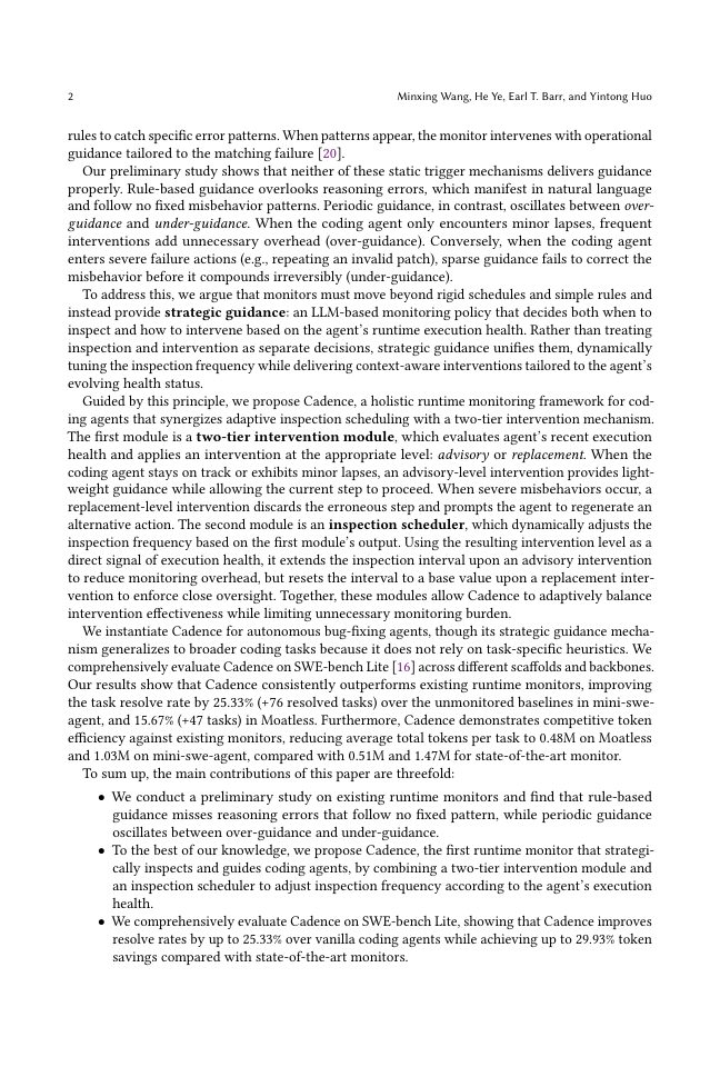 Page 2 of Cadence: Strategic Guidance for Coding Agents