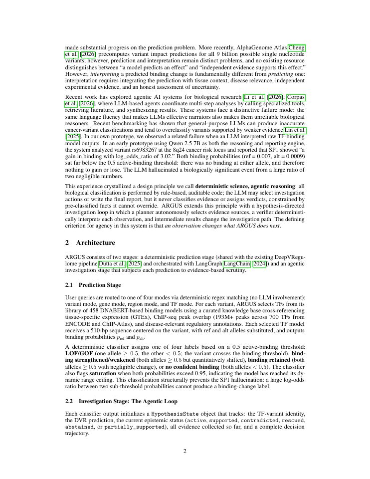 Page 2 of Unlocking the Regulatory Genome by ARGUS: An Evidence-Constrained Agentic Framework for Interpreting Single Nucleotide Variants