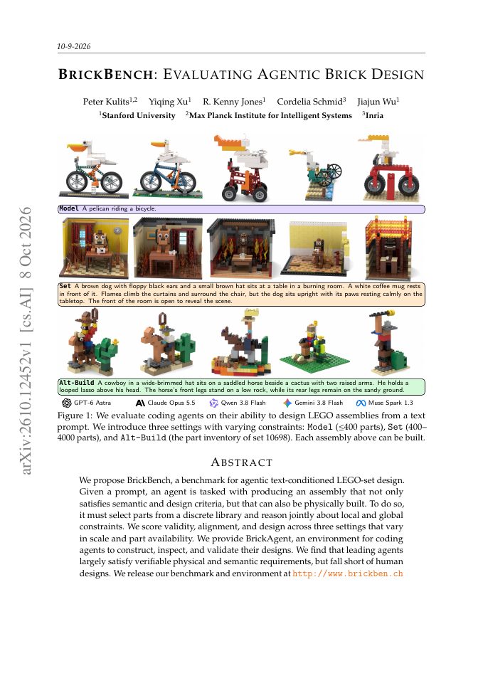 First page of BrickBench: Evaluating Agentic Brick Design