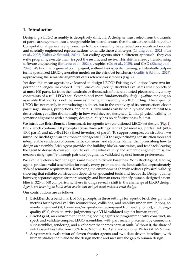 Page 2 of BrickBench: Evaluating Agentic Brick Design