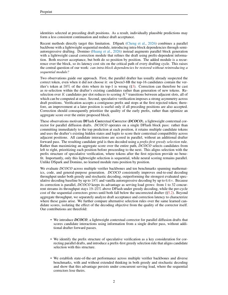 Page 2 of Contextual Correction of Parallel Draftsfor Speculative Decoding
