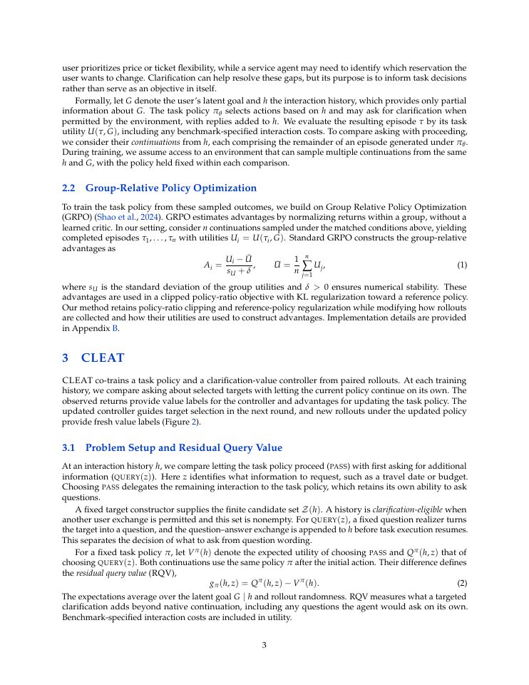 Page 3 of CLEAT: Learning Value-Guided Clarification for Interactive Agents