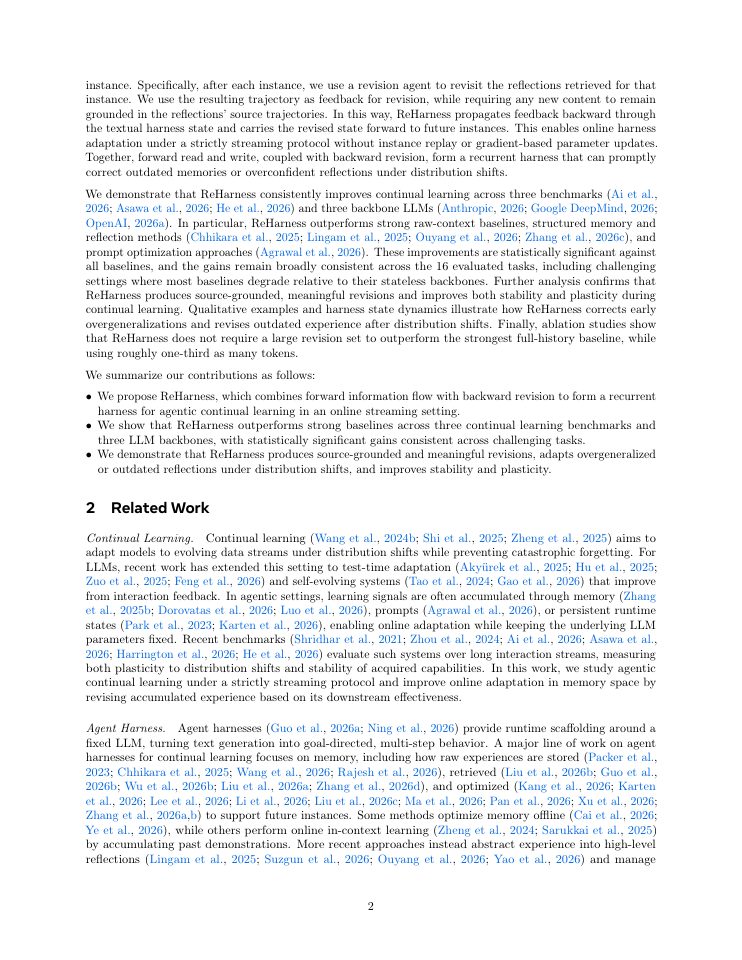 Page 2 of Recurrent Harness for Agentic Continual Learning