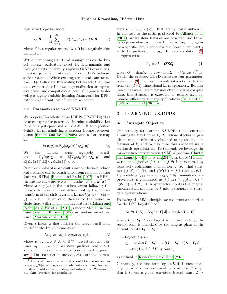 Page 3 of Scalable Learning of Determinantal Point Processes with Kernel-Structured Interactions