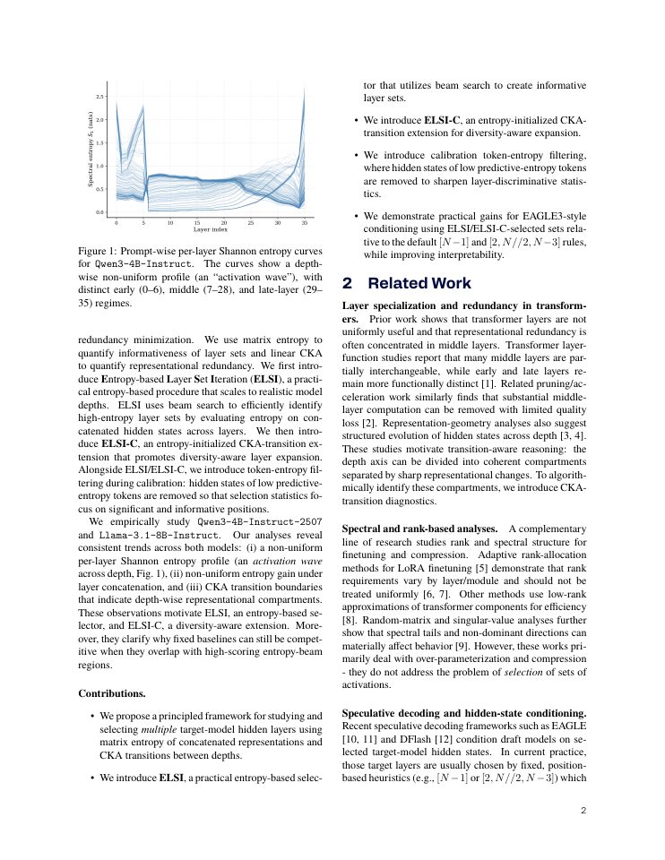 Page 2 of Surfing the Activation Wave: Analyzing the Information and Geometry of LLM Hidden States for Speculative Decoding