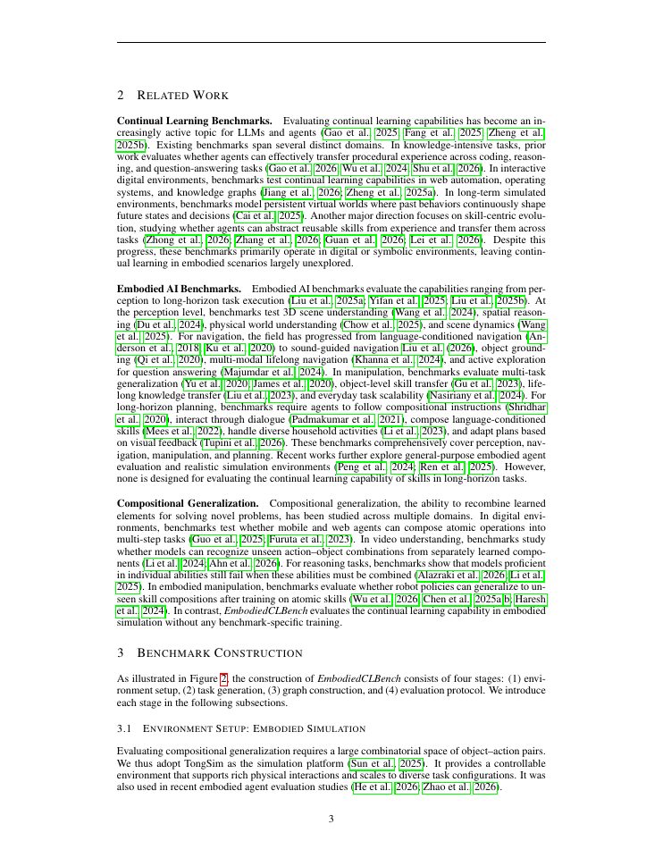Page 3 of EmbodiedCLBench: Evaluating Continual Learning for Self-Evolving Embodied Agents