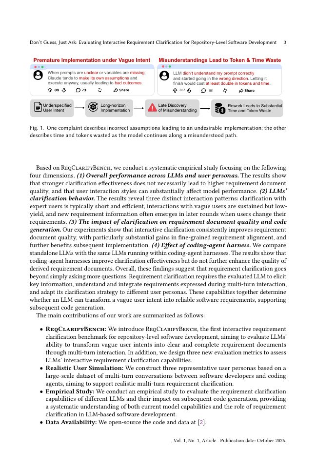 Page 3 of Don't Guess, Just Ask: Evaluating Interactive Requirement Clarification for Repository-Level Software Development