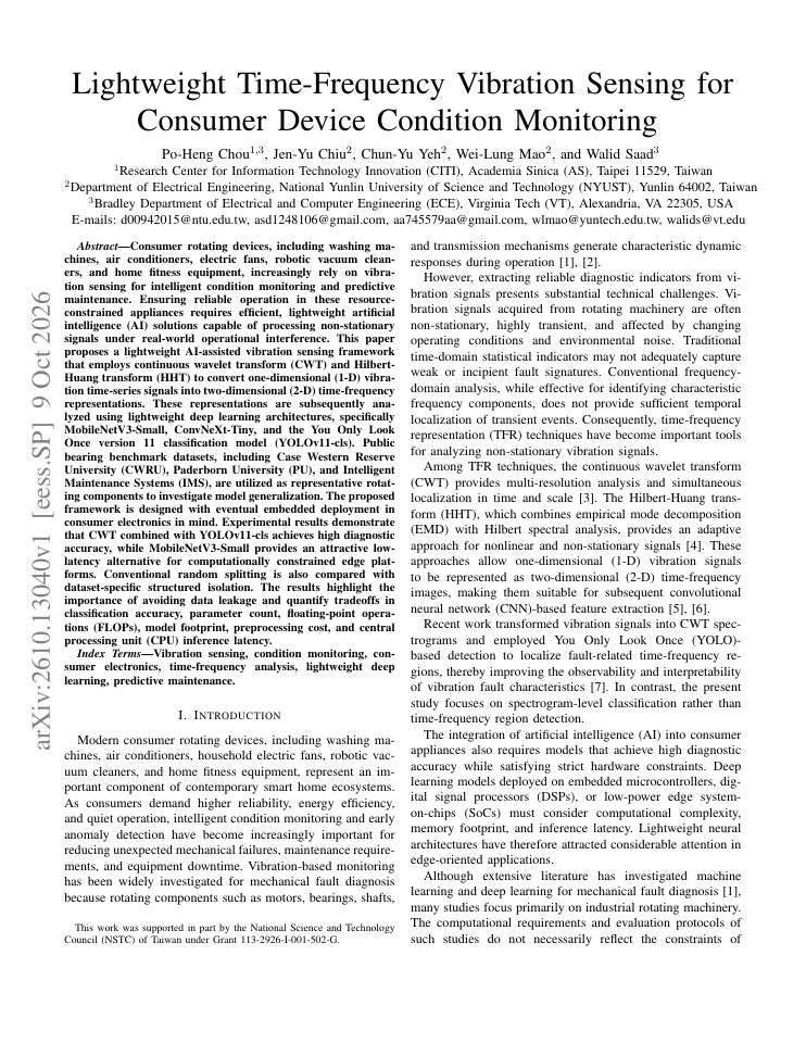 First page of Lightweight Time-Frequency Vibration Sensing for Consumer Device Condition Monitoring