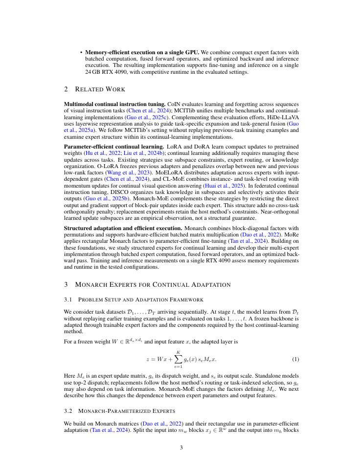 Page 3 of Monarch-MoE: Structured Experts for Multimodal Continual Instruction Tuning
