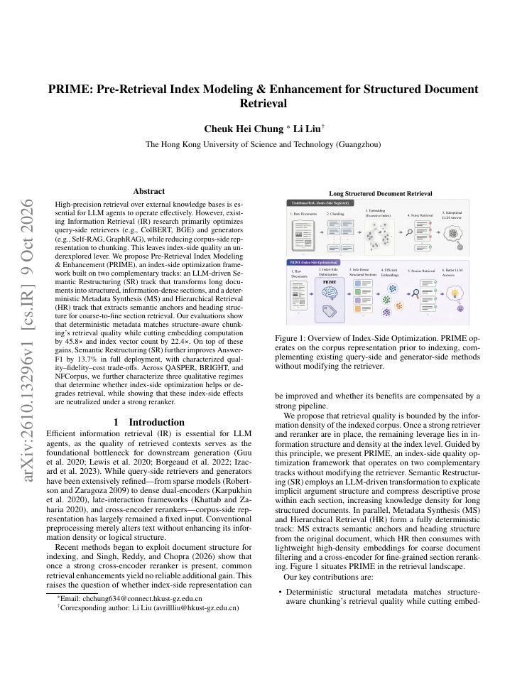 First page of PRIME: Pre-Retrieval Index Modeling Enhancement for Structured Document Retrieval-Real