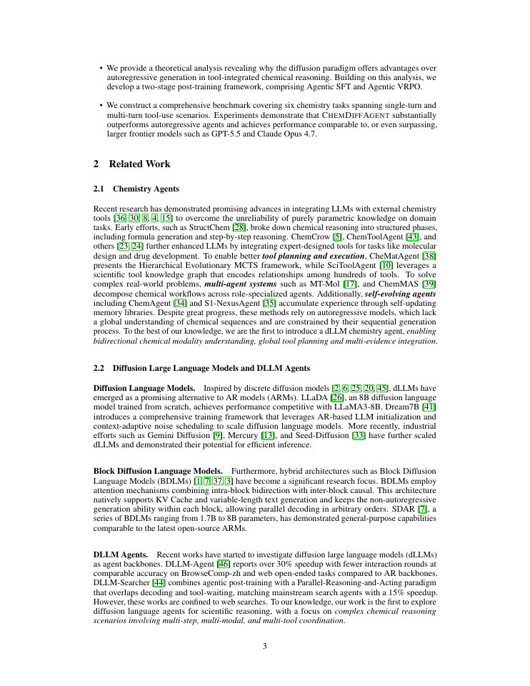 Page 3 of Masked Diffusion Language Agents for Tool-Integrated Chemical Reasoning
