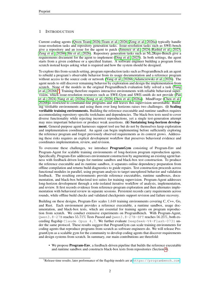 Page 2 of ProgramGym: Scaling Training Environments for Long-Horizon Program Reproduction Agents